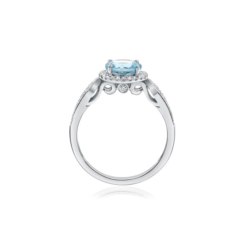 Aquamarine and Diamond Ring in 10K White Gold &#40;1/3 ct. tw.&#41; – Image 2 of 4