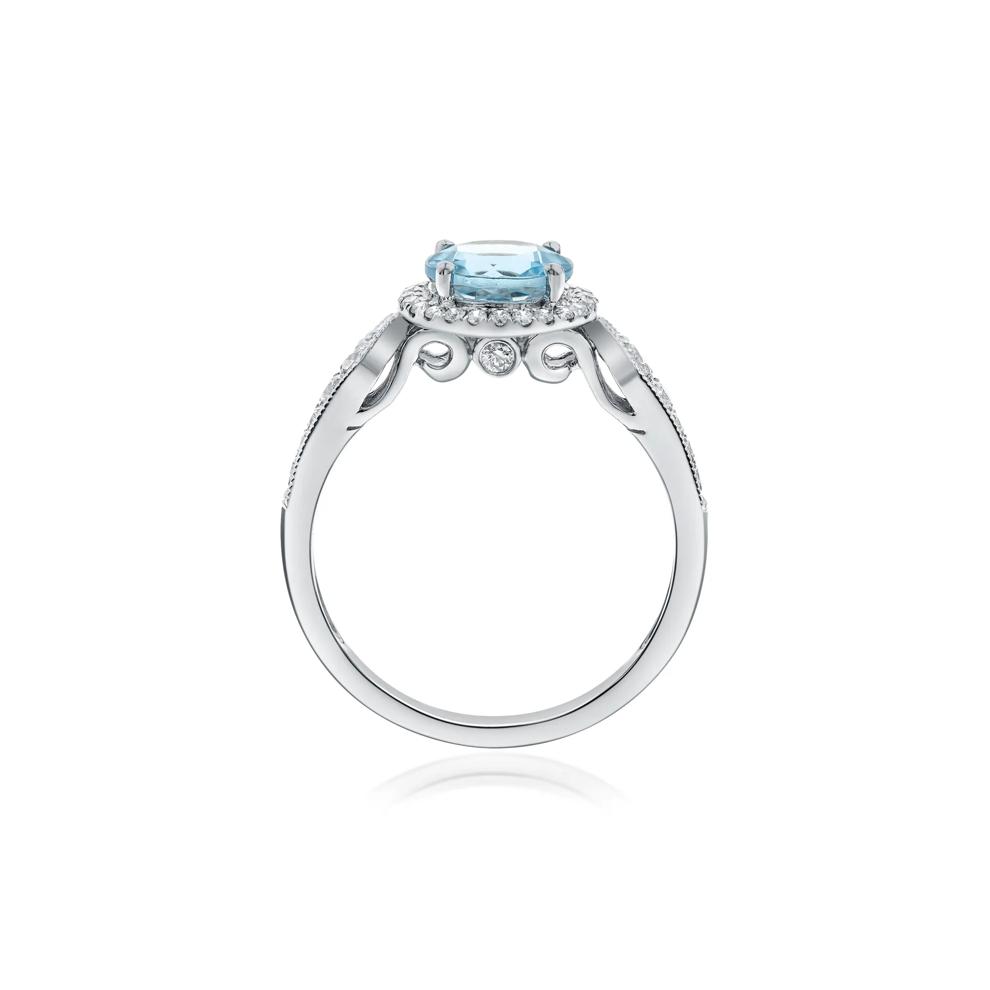 Aquamarine and Diamond Ring in 10K White Gold (1/3 ct. tw.) – Image 2 of 4