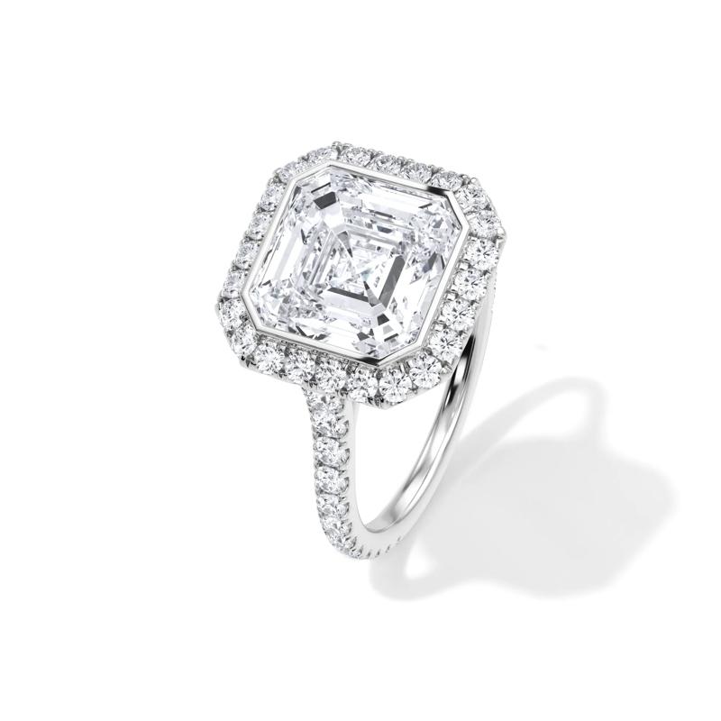 Lab Grown Diamond Asscher-Cut Halo Engagement Ring in Platinum &#40;4 3/4 ct. tw.&#41;  – Image 4 of 4