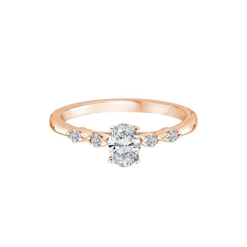 Diamond Oval Promise Ring in 10K Rose Gold &#40;1/2 ct. tw.&#41; – Image 1 of 3