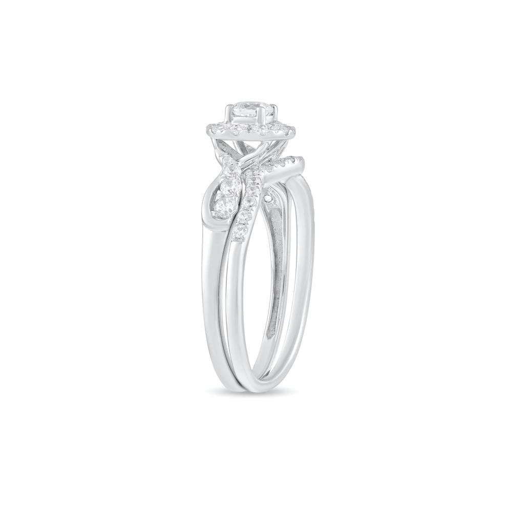 Diamond Round Halo Center Engagement Set in 10K White Gold (5/8 ct. tw.) – Image 3 of 6