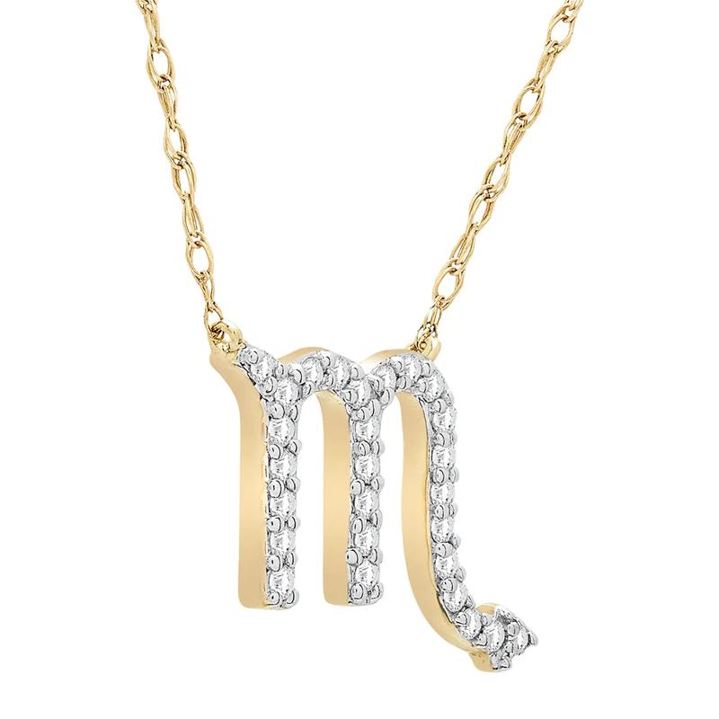 Scorpio Zodiac Necklace with Diamonds in 10K Yellow Gold &#40;1/10 ct. tw.&#41; – Image 2 of 3
