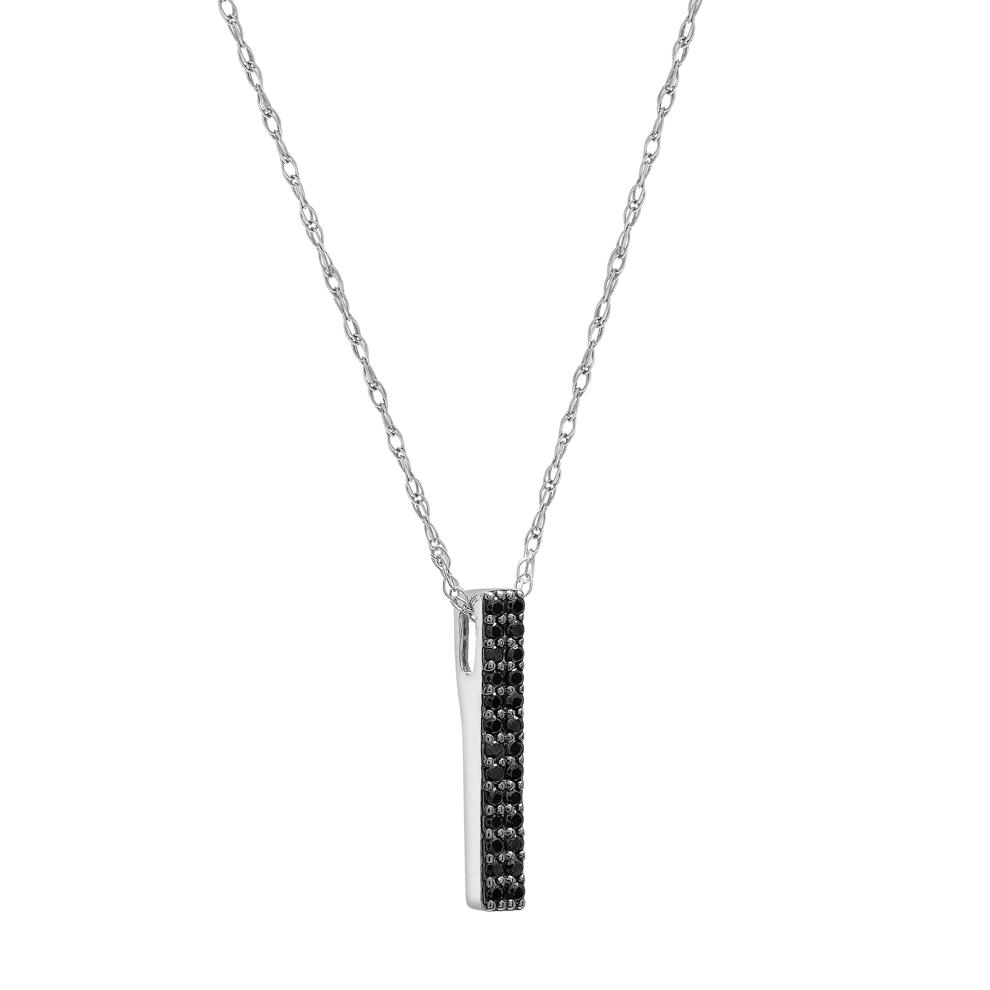 Black Diamond Vertical Bar Pendant in 10K White Gold (1/10 ct. tw.) – Image 4 of 4