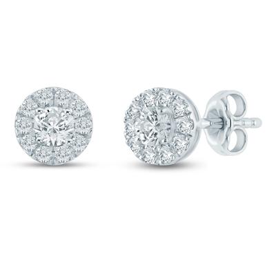 Lab Grown Diamond Halo Stud Earrings in 14K White Gold (1/2 ct. tw.)