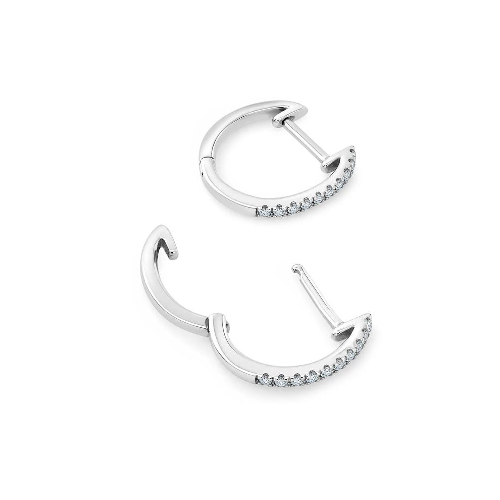 Diamond Huggie Hoop Earrings in 10K White Gold, 12mm (1/10 ct. tw.) – Image 2 of 3