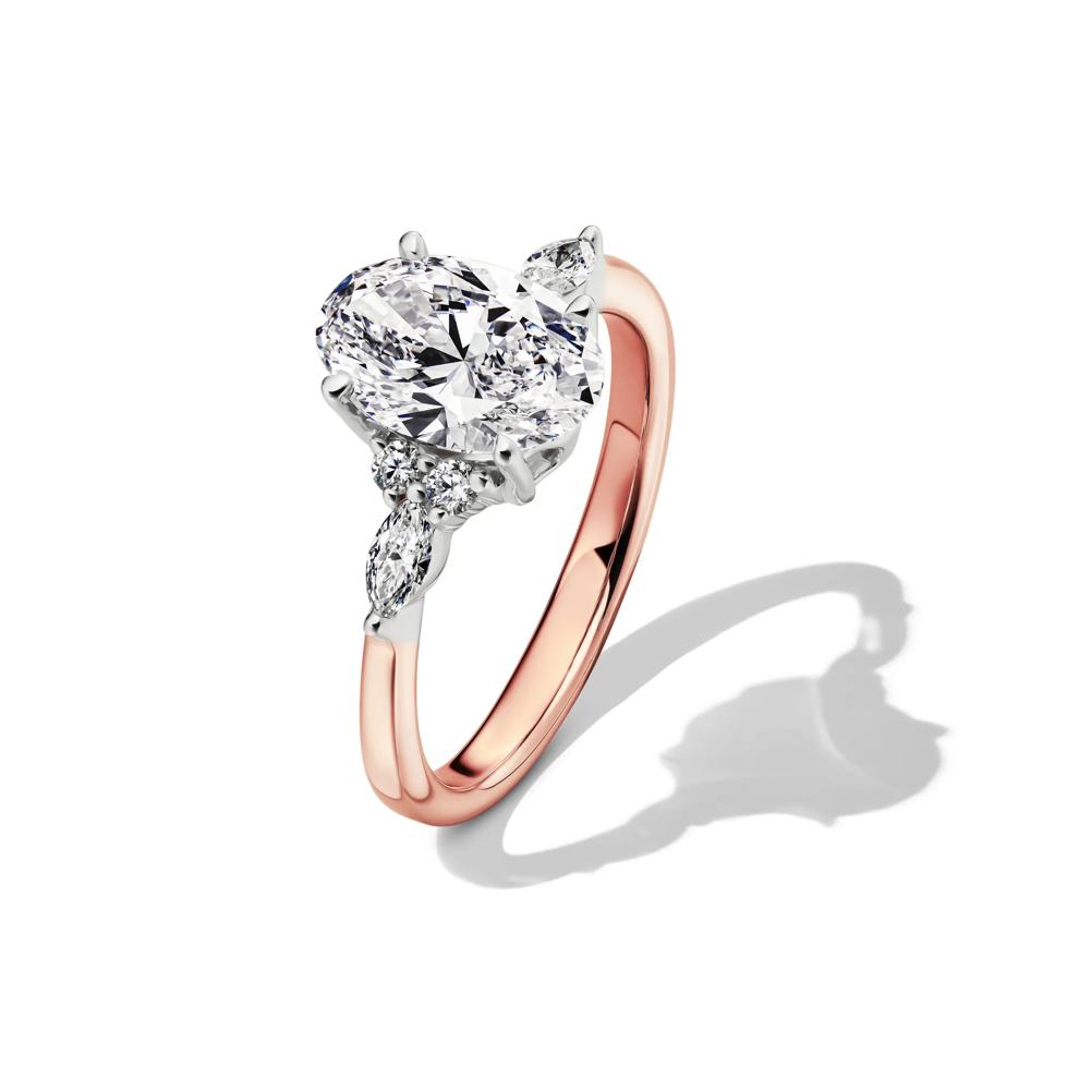 Lab Grown Diamond Oval and Marquise Engagement Ring in 14K Rose and White Gold (2 1/4 ct. tw.) – Image 4 of 4
