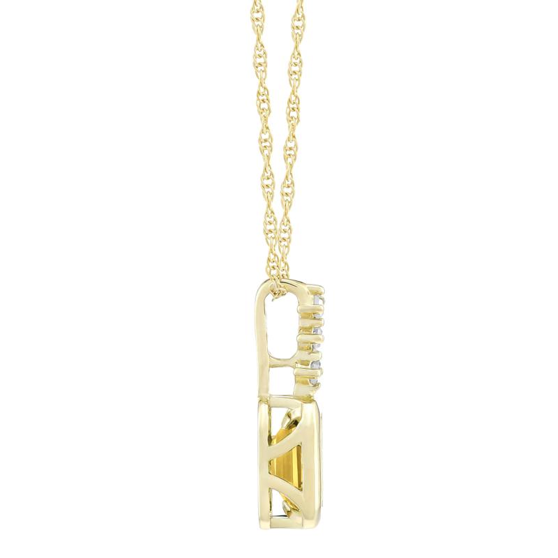 Citrine and Diamond Accent Pendant in 10K Yellow Gold – Image 2 of 3