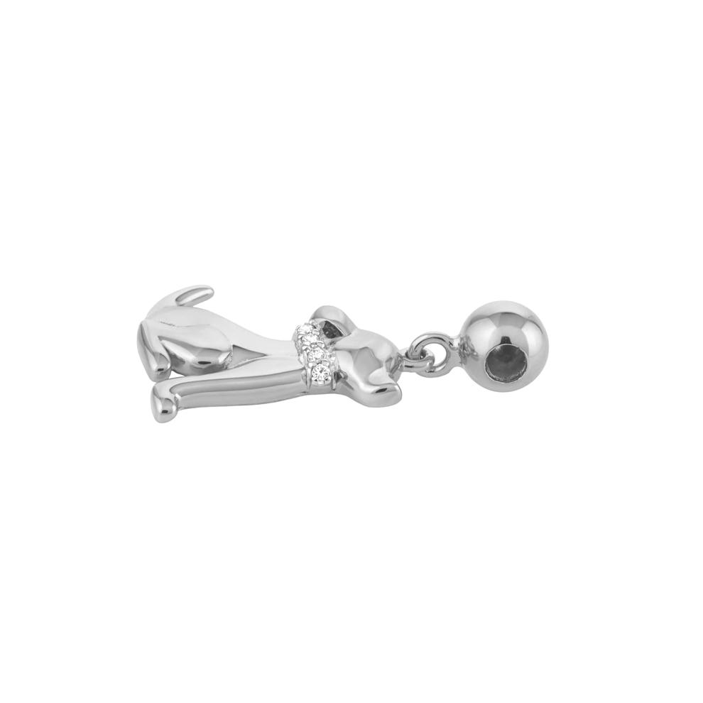Diamond Accent Dog Bead Charm in Sterling Silver – Image 2 of 2