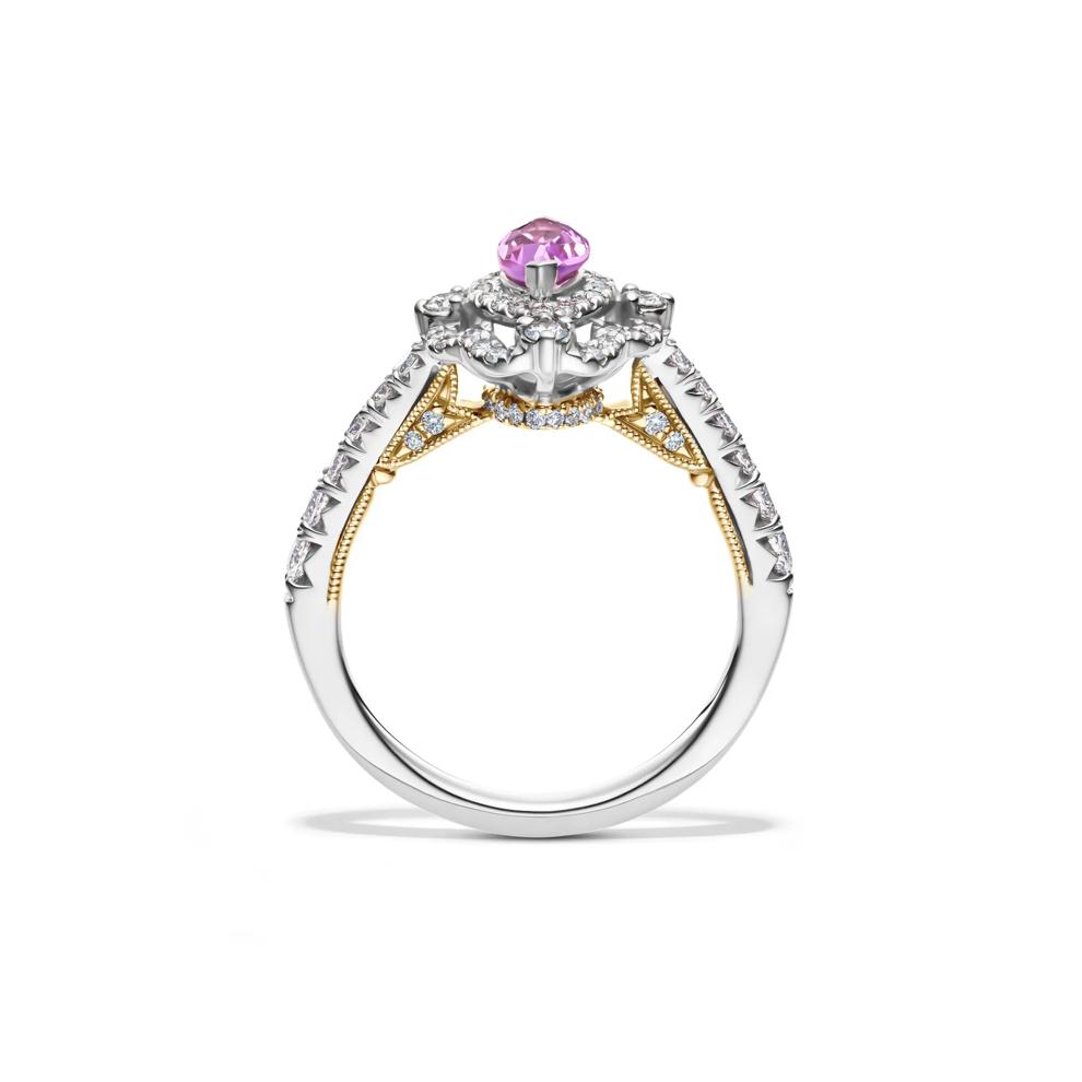 Margaux Rose de France Amethyst Engagement Ring with Diamonds in 14K White Gold (3/4 ct. tw.) – Image 2 of 4