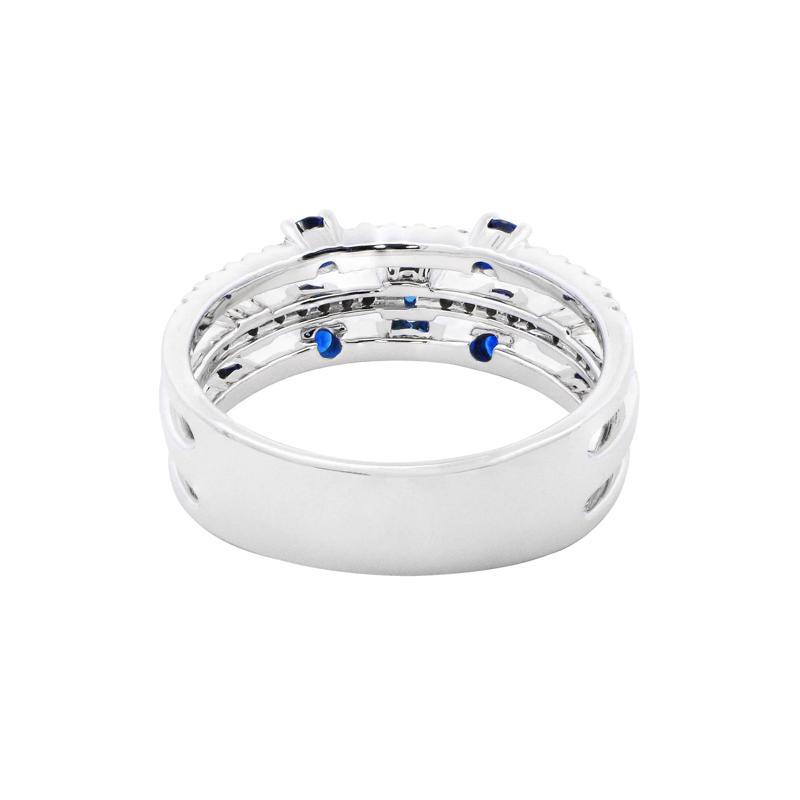 Blue Sapphire &amp; Diamond Three-Layer Ring in 10K White Gold &#40;1/3 ct. tw.&#41; – Image 4 of 4