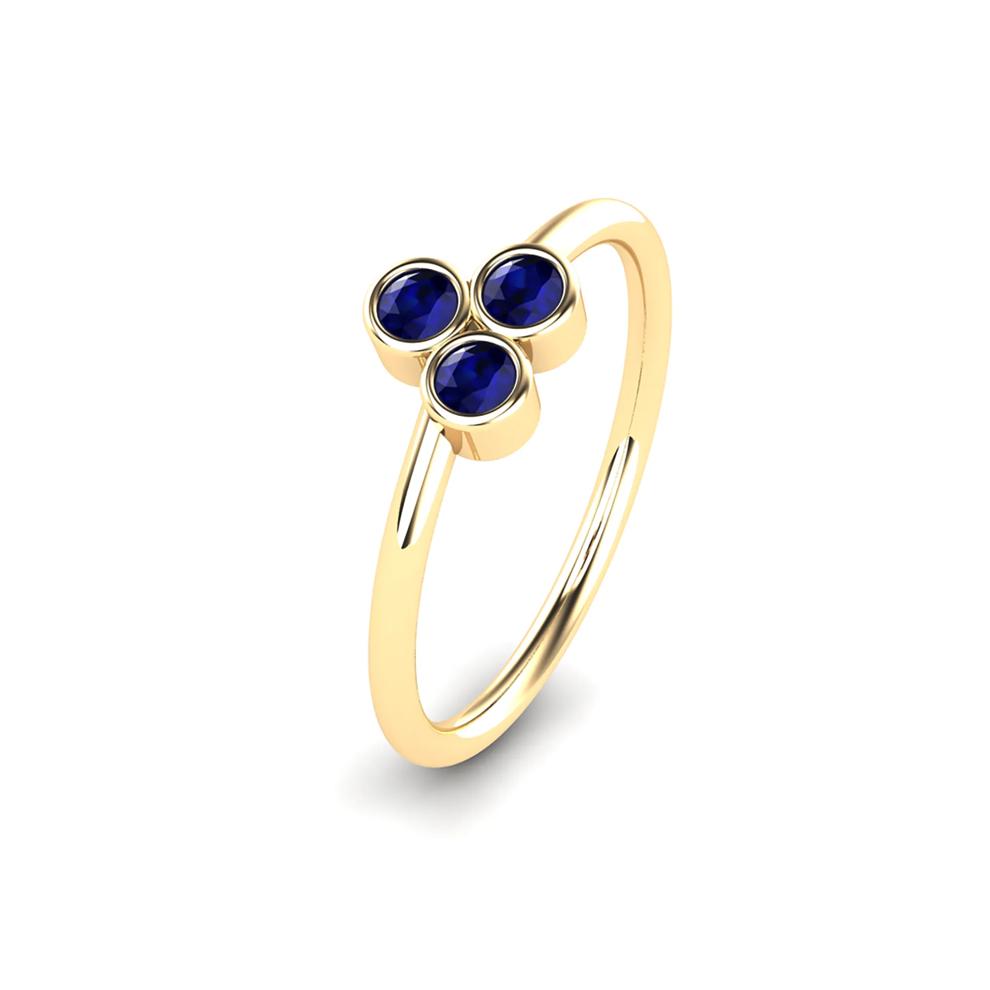 Blue Sapphire Three-Stone Pyramid Ring in 14K Yellow Gold – Image 4 of 4
