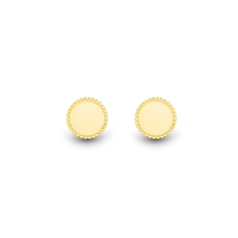Beaded Petite Coin Stud Earrings in 10K Yellow Gold – Image 1 of 3