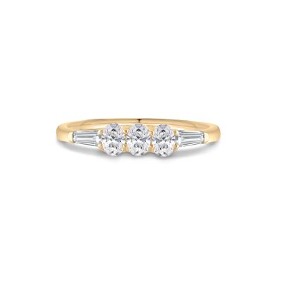 Lab Grown Diamond Oval & Baguette Band in 10K Yellow Gold (1/2 ct. tw.)