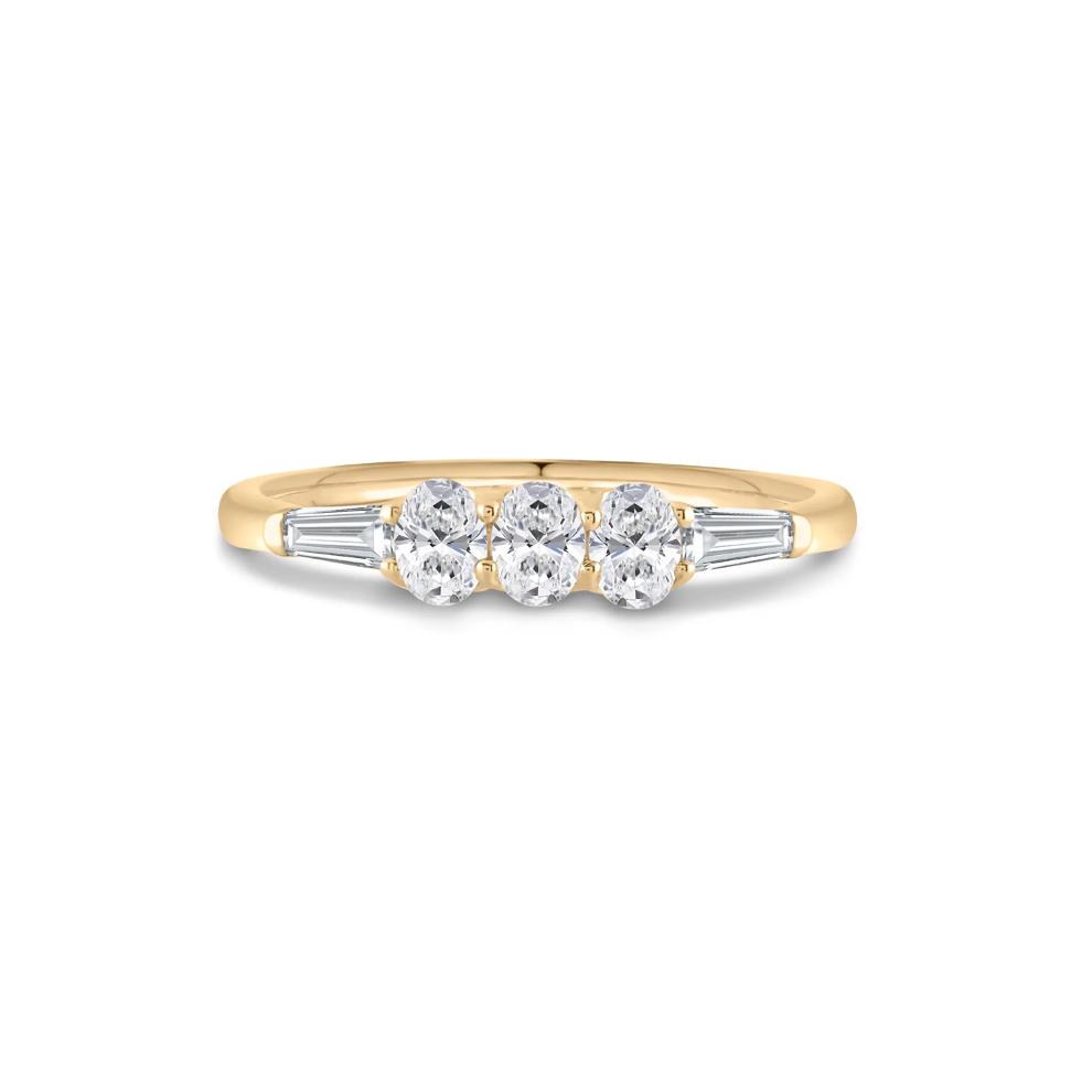 Lab Grown Diamond Oval &amp; Baguette Band in 10K Yellow Gold (1/2 ct. tw.) – Image 1 of 4