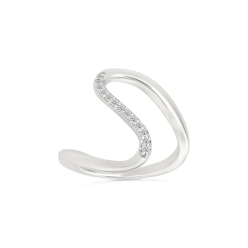 Diamond Wavy Ring in Sterling Silver (1/10 ct. tw.) – Image 1 of 5