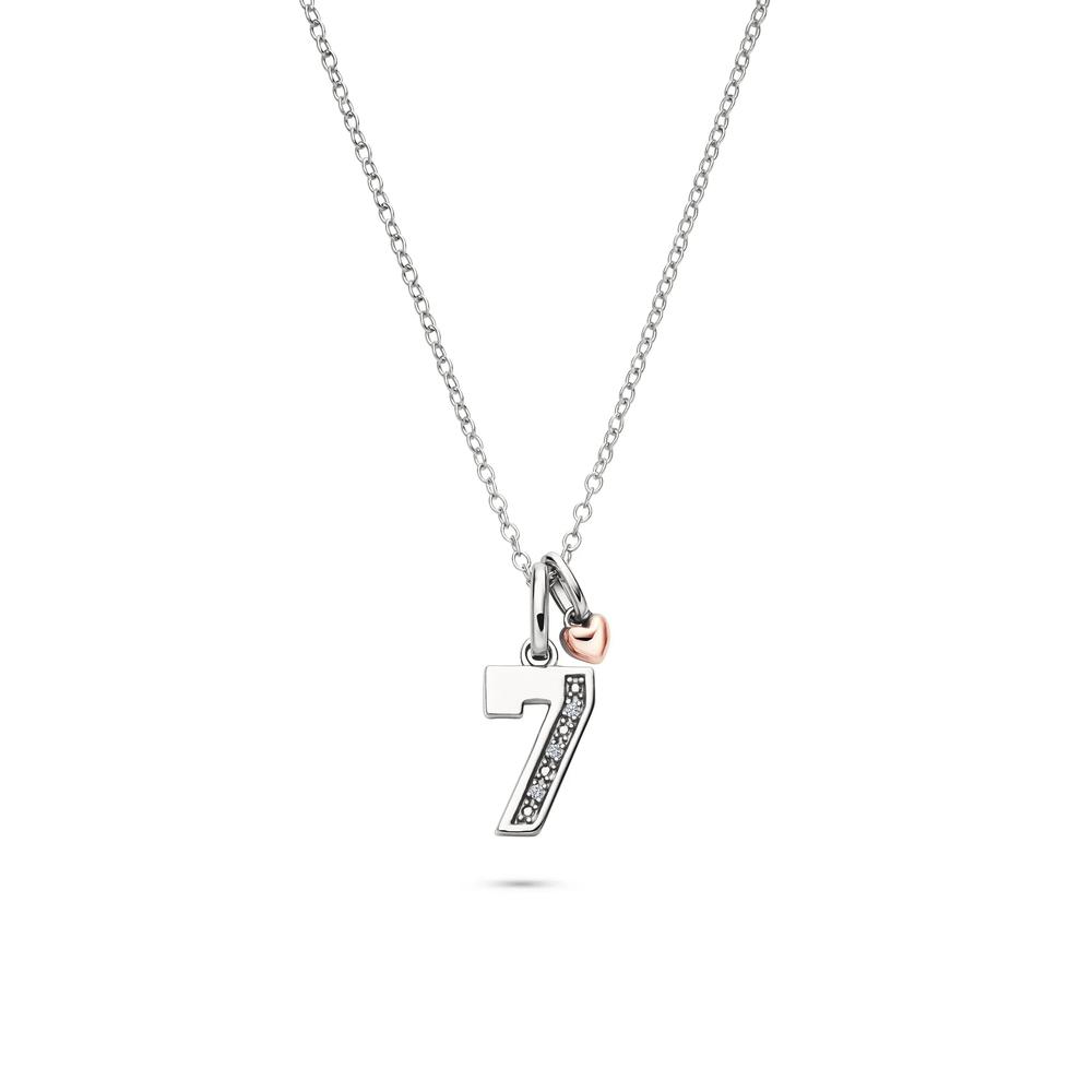 Lab Grown Diamond Accent Number 7 Pendant in Sterling Silver &amp; 10K Rose Gold – Image 1 of 1