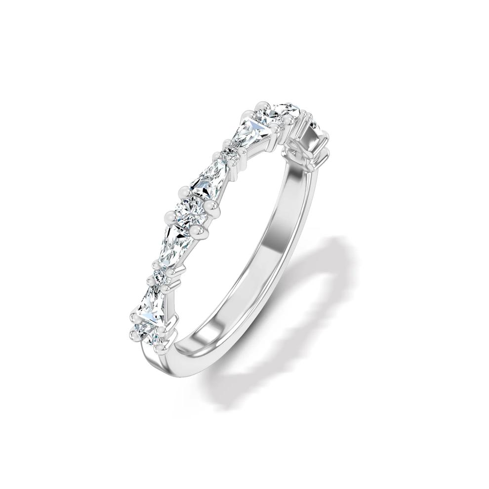 Lab Grown Diamond Baguette &amp; Round Anniversary Band in 14K White Gold (1/2 ct. tw.) – Image 4 of 4