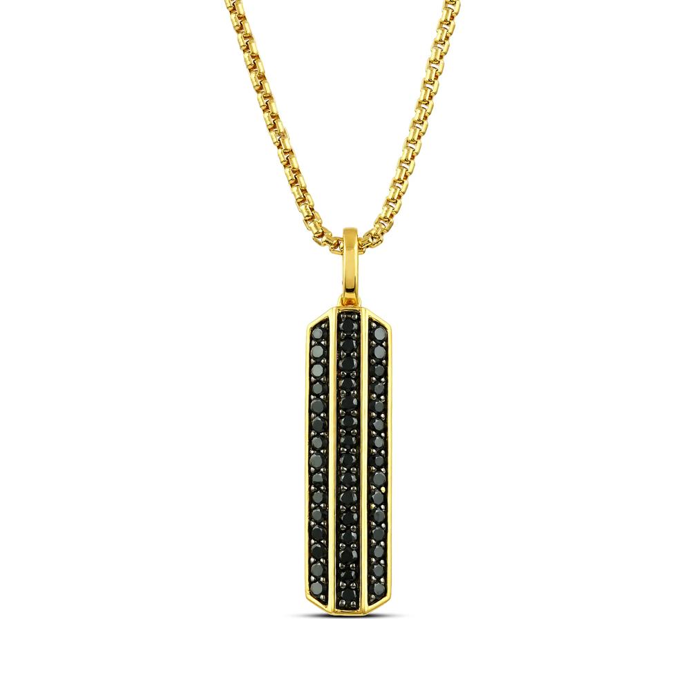 Men's Black Diamond Mined Pendant Necklace in 10K Yellow Gold (1 ct. tw.) – Image 1 of 3
