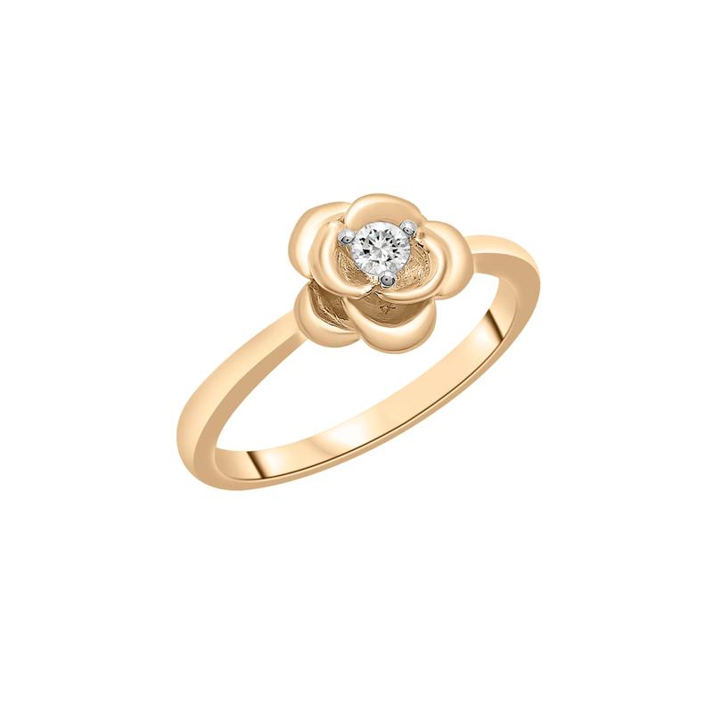 Diamond Flower Ring in 14K Yellow Gold &#40;1/10 ct. tw.&#41; – Image 4 of 7