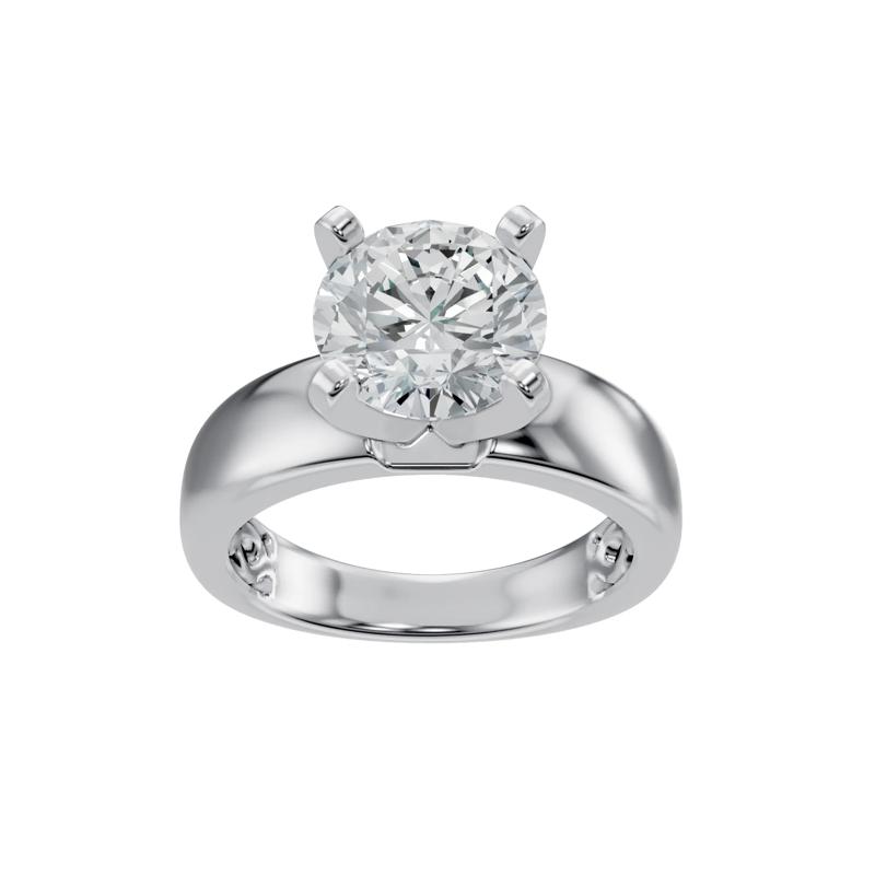 Solitaire Half-Round Semi-Mount Engagement Ring in 14K White Gold &#40;Setting Only&#41; – Image 5 of 6