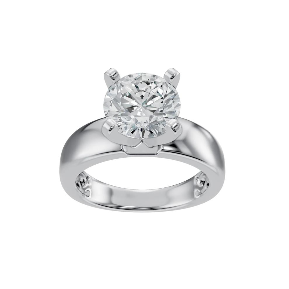 Solitaire Half-Round Semi-Mount Engagement Ring in 14K White Gold (Setting Only) – Image 5 of 6