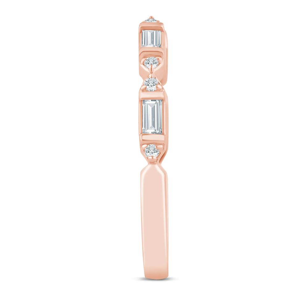 Lab Grown Diamond Baguette and Round Open Band in 14K Rose Gold (1/7 ct. tw.) – Image 3 of 3