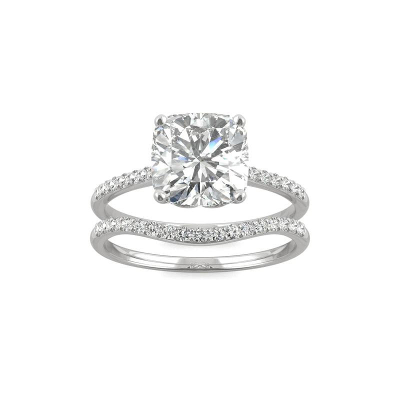 Cushion-Cut Moissanite Ring Set in 14K White Gold &#40;2 5/8 ct. dew&#41; – Image 1 of 5