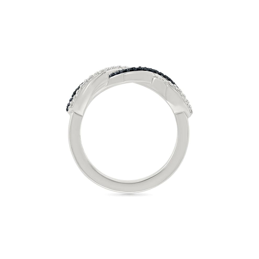 Black and White Diamond Twist Ring in Sterling Silver (1/5 ct. tw.) – Image 2 of 5