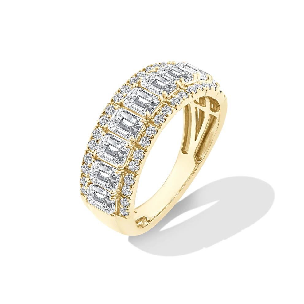 Lab Grown Diamond Emerald Center Band in 10K Yellow Gold (2 1/2 ct. tw.) – Image 4 of 4