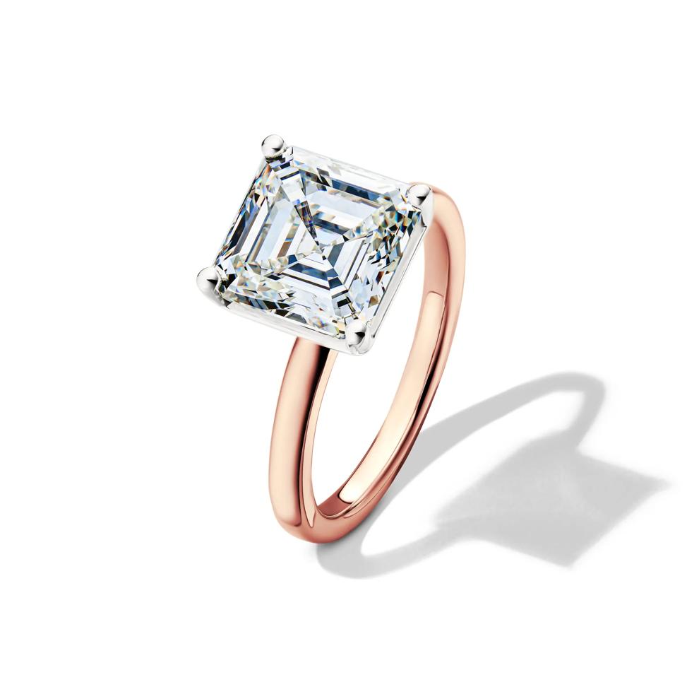 Lab Grown Diamond Asscher-Cut Solitaire Engagement Ring in 14K Rose &amp; White Gold (5 ct.) – Image 4 of 4