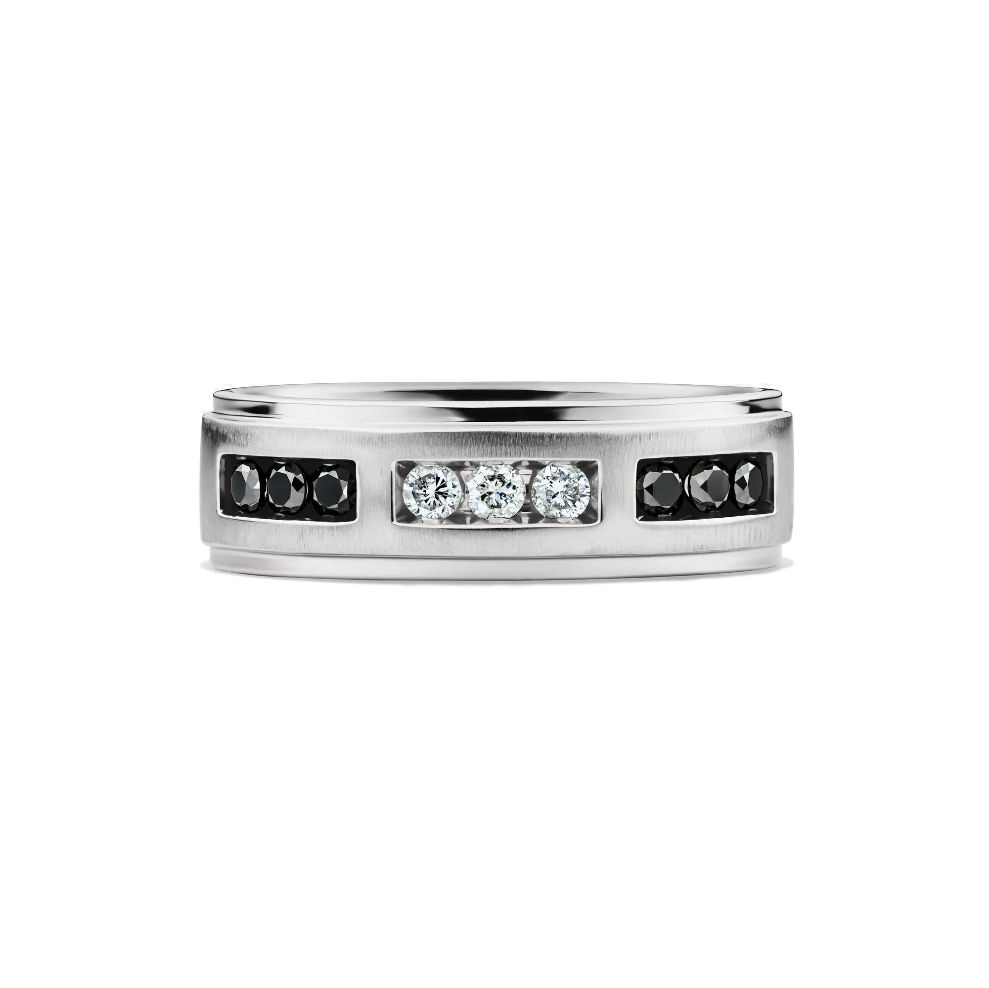 Men's 3/8 ct. tw. Black & White Diamond Ring in 10K White Gold