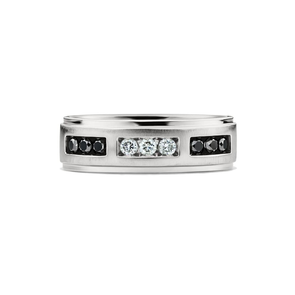 Men's 3/8 ct. tw. Black &amp; White Diamond Ring in 10K White Gold – Image 1 of 4
