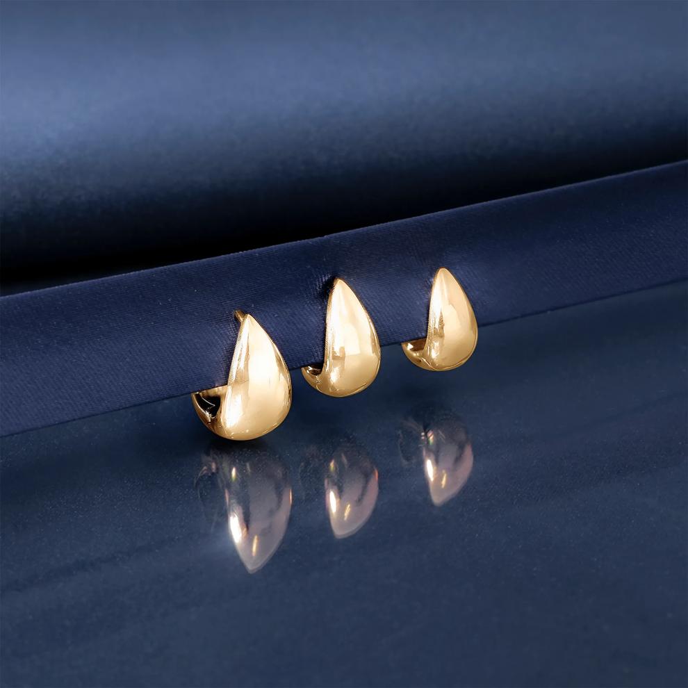 Medium Electroform Dome Hoops in Vermeil – Image 2 of 3