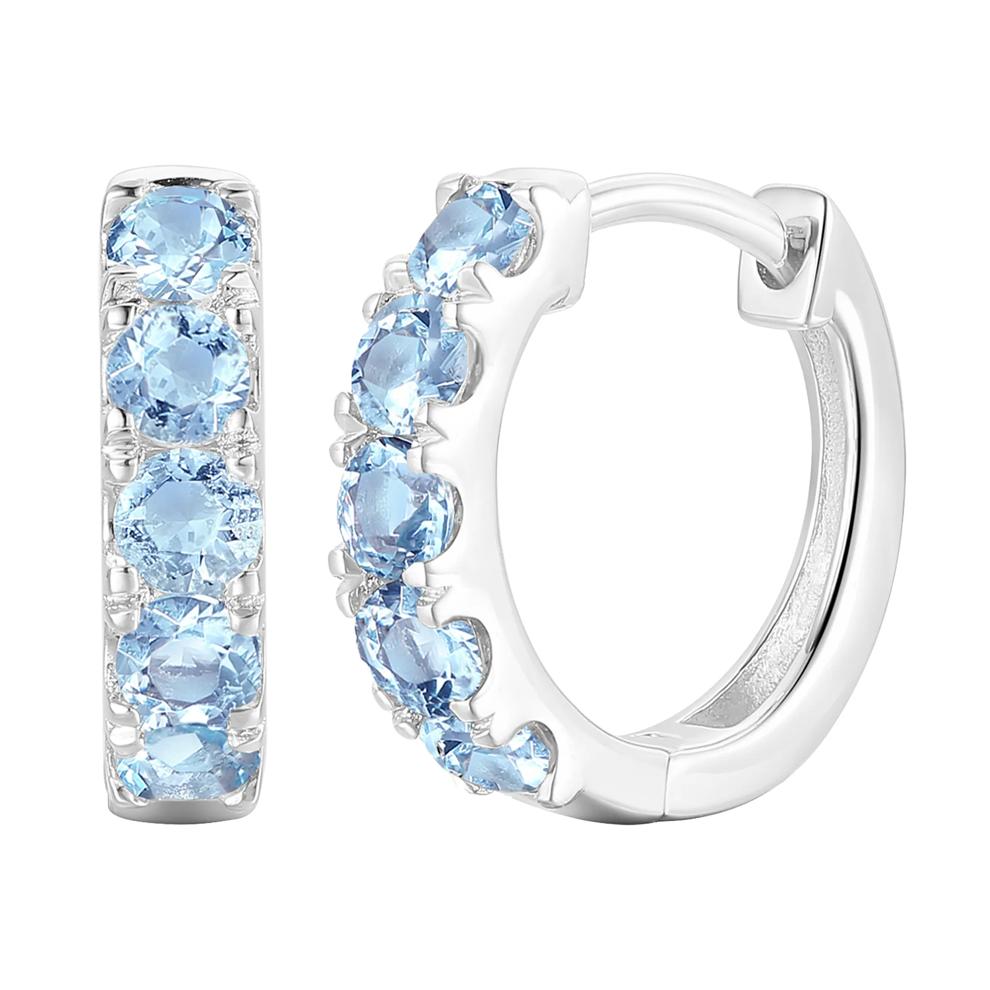 Blue Topaz Hoop Earrings in 10K White Gold – Image 1 of 1