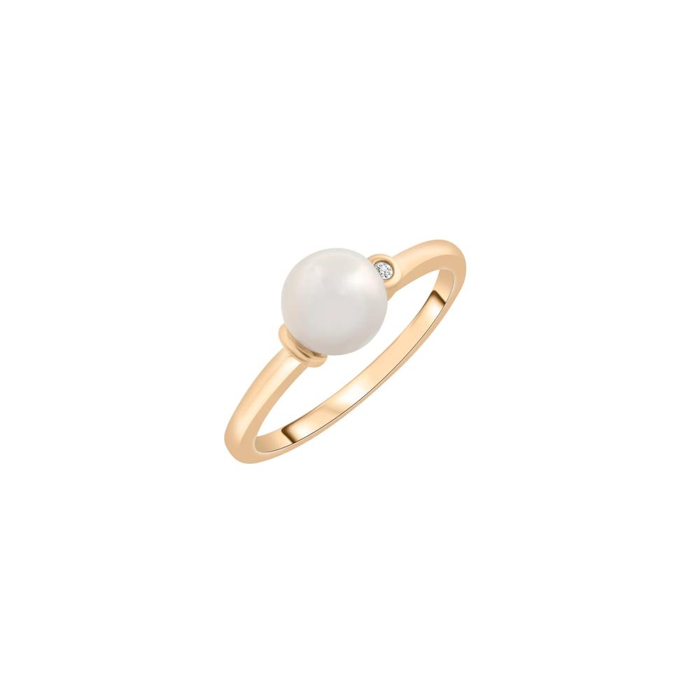 Freshwater Pearl and Diamond Acccent Ring in 10K Yellow Gold – Image 5 of 5