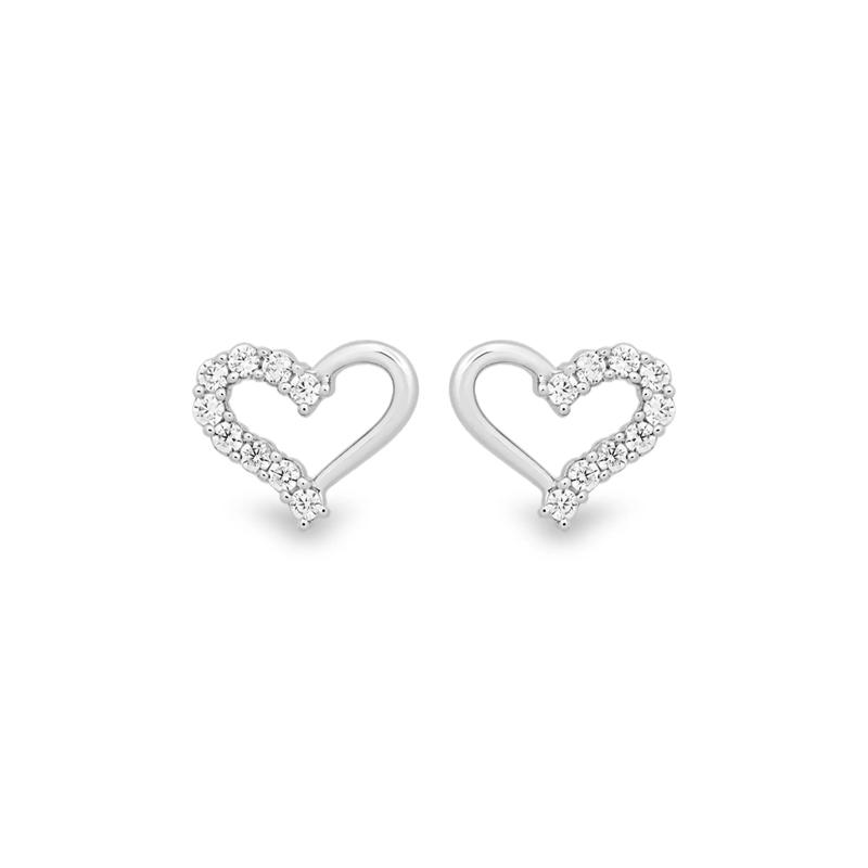 Diamond Open Heart Stud Earrings in Sterling Silver &#40;1/4 ct. tw.&#41; – Image 2 of 2