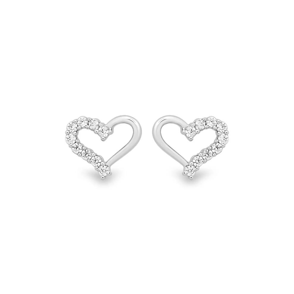 Diamond Open Heart Stud Earrings in Sterling Silver (1/4 ct. tw.) – Image 2 of 2