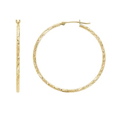 Crystal-Cut Hoops in 10K Yellow Gold