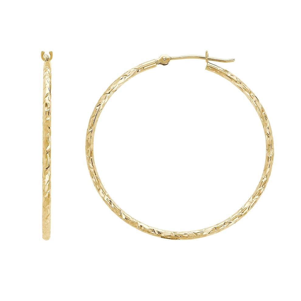 Crystal-Cut Hoops in 10K Yellow Gold – Image 1 of 3
