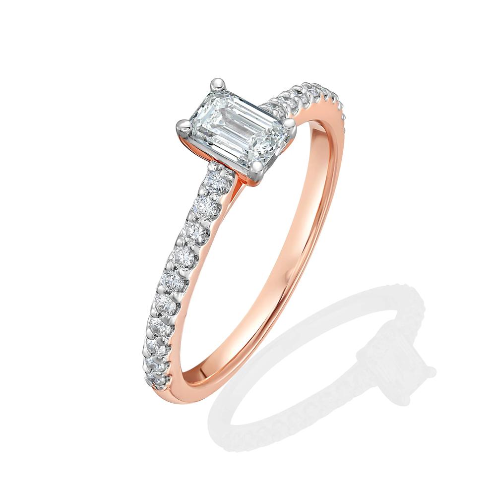Diamond Emerald Cut Center Engagement Ring in 14K Rose Gold (3/4 ct. tw.) – Image 4 of 4