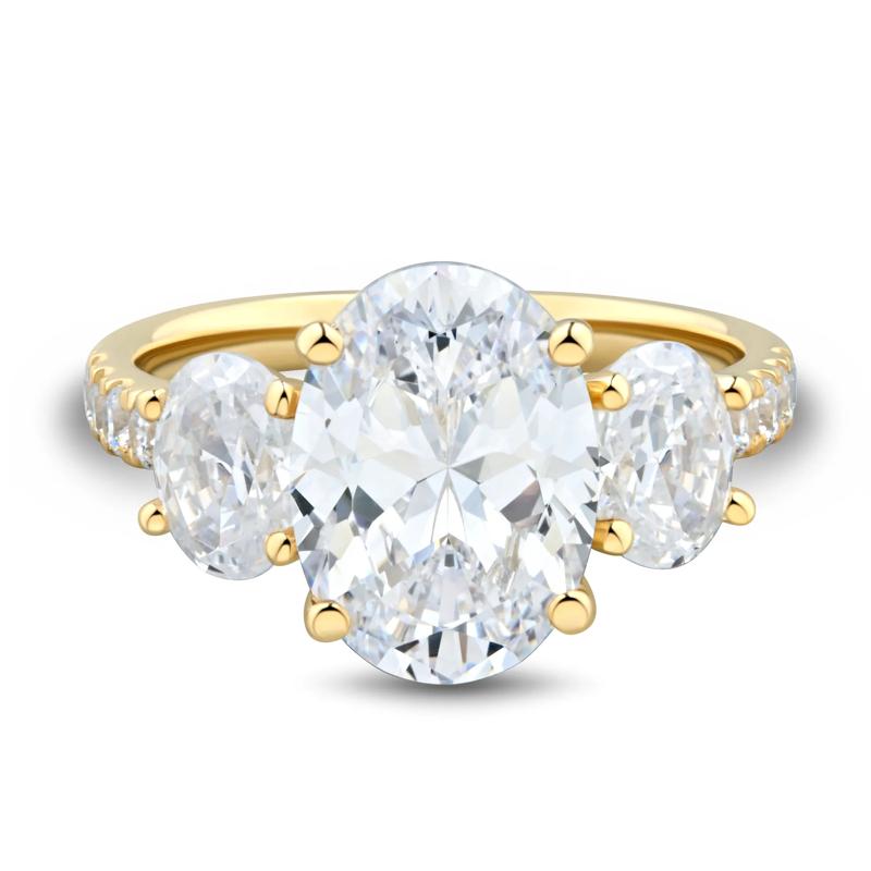 Lab Grown Diamond Three-Stone Engagement Ring in 14K Yellow Gold &#40;4 1/4 ct. tw.&#41; – Image 1 of 3
