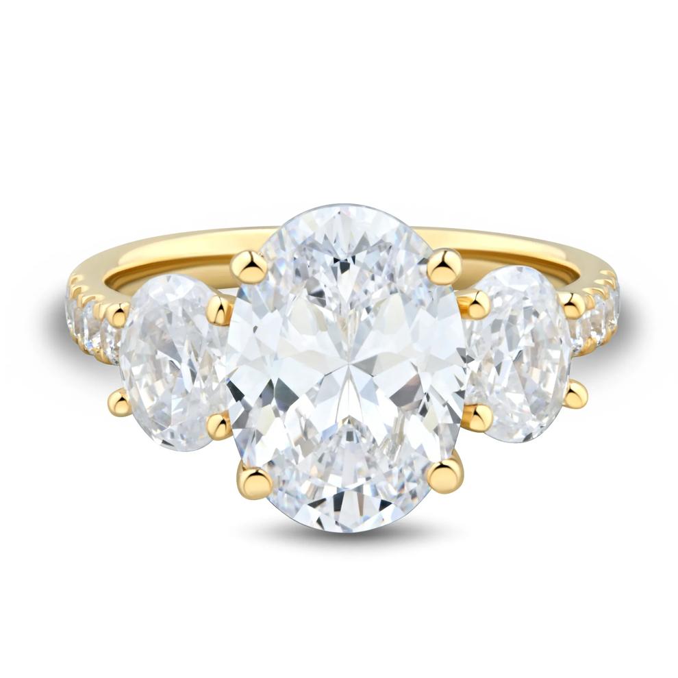 Lab Grown Diamond Three-Stone Engagement Ring in 14K Yellow Gold (4 1/4 ct. tw.) – Image 1 of 3