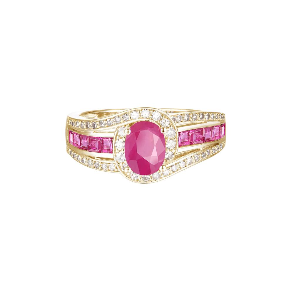 Ruby and Diamond Band in 10K Yellow Gold (3/8 ct. tw.) – Image 1 of 3