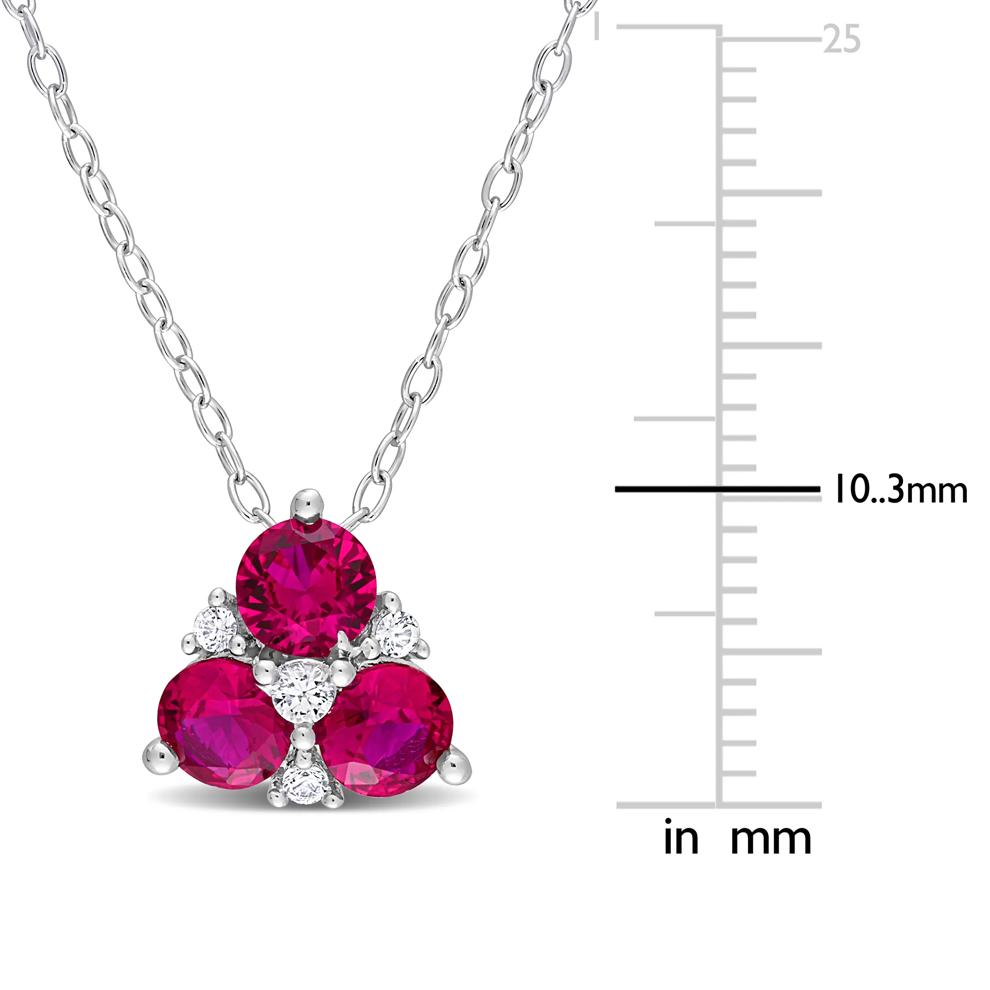 Lab Created Ruby and Lab Created White Sapphire Pendant in Sterling Silver – Image 3 of 5