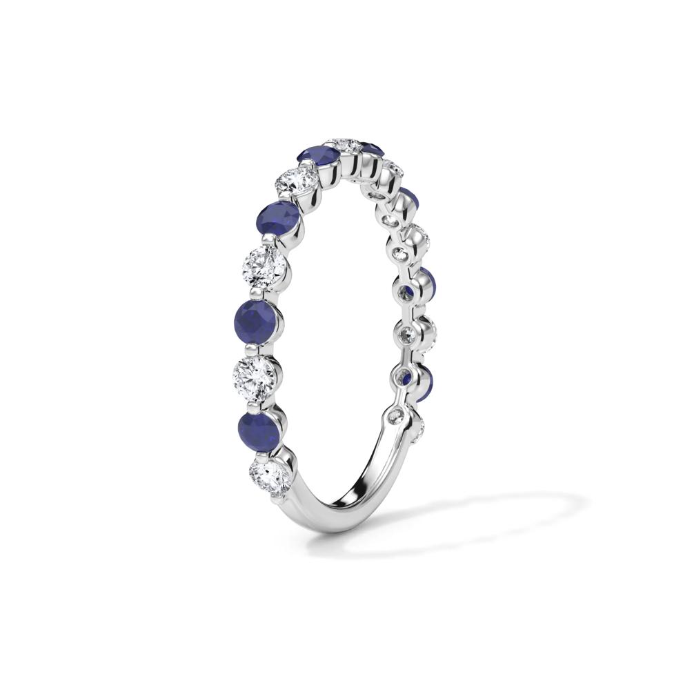 Lab Grown Diamond  &amp; Lab-Created Sapphire Half Eternity Anniversary Band in Platinum (1/3 ct. tw.) – Image 3 of 4