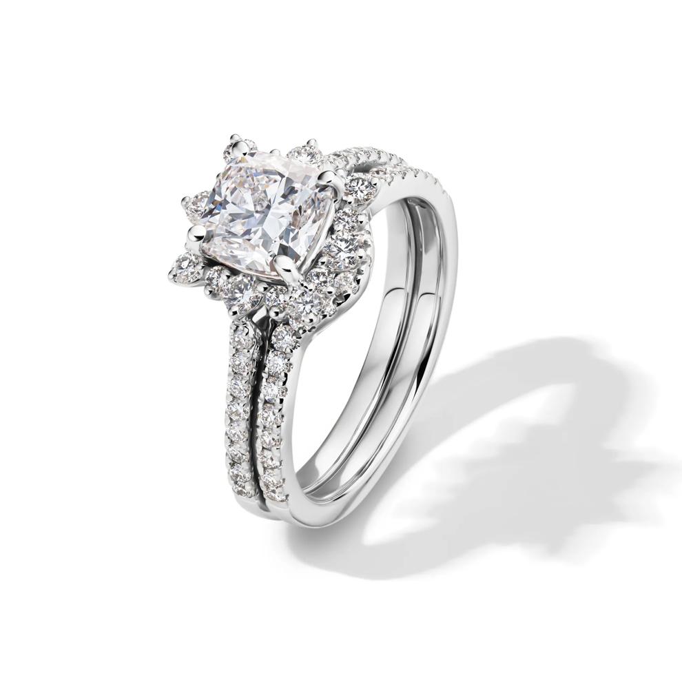 Valentina Cushion-Cut Lab Grown Diamond Halo Bridal Set in 14K White Gold (2 1/4 ct. tw.) – Image 5 of 6