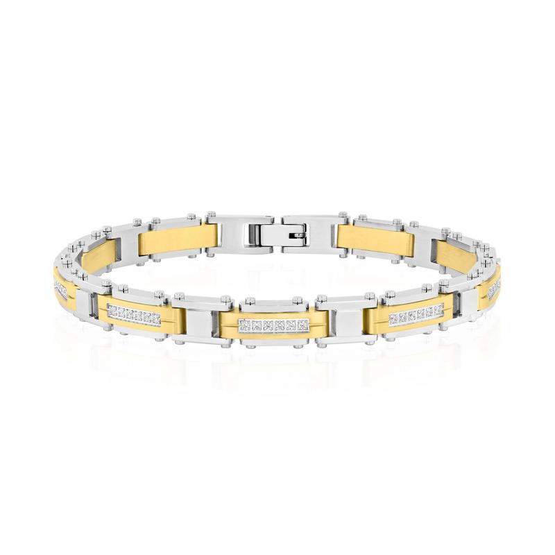 Men&#39;s Diamond Bracelet in Ion-Plated Stainless Steel &#40;1/2 ct. tw.&#41; – Image 1 of 3