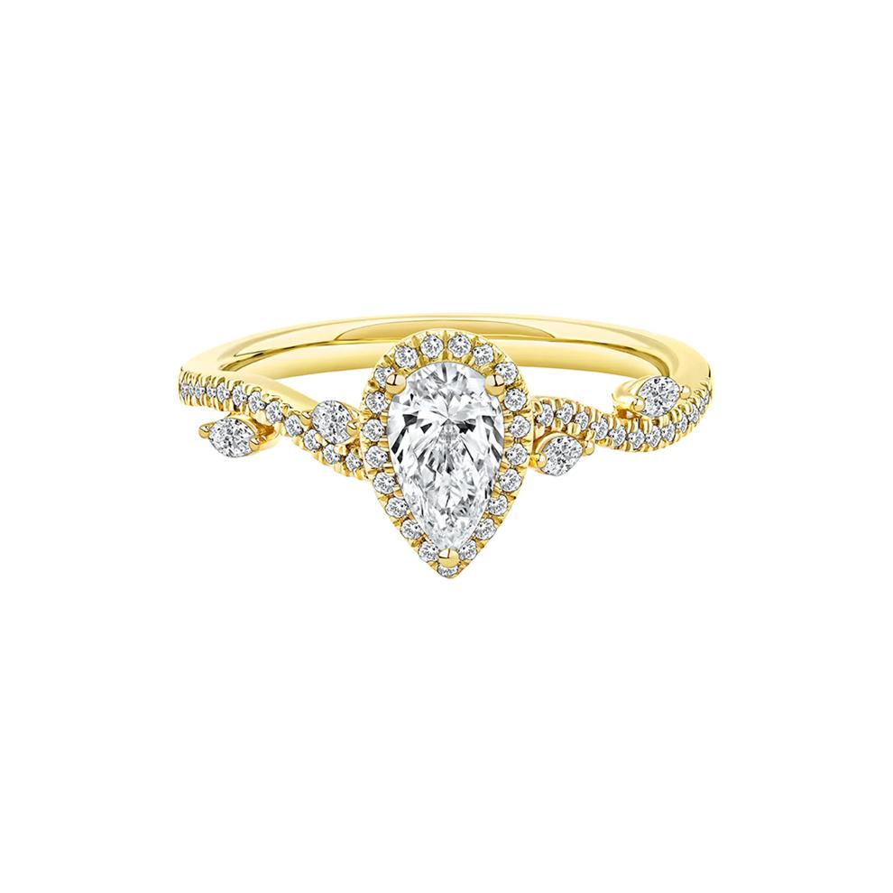 Pear-Shaped Diamond Engagement Ring with Halo in 14K Yellow Gold (3/4 ct. tw.) – Image 1 of 5