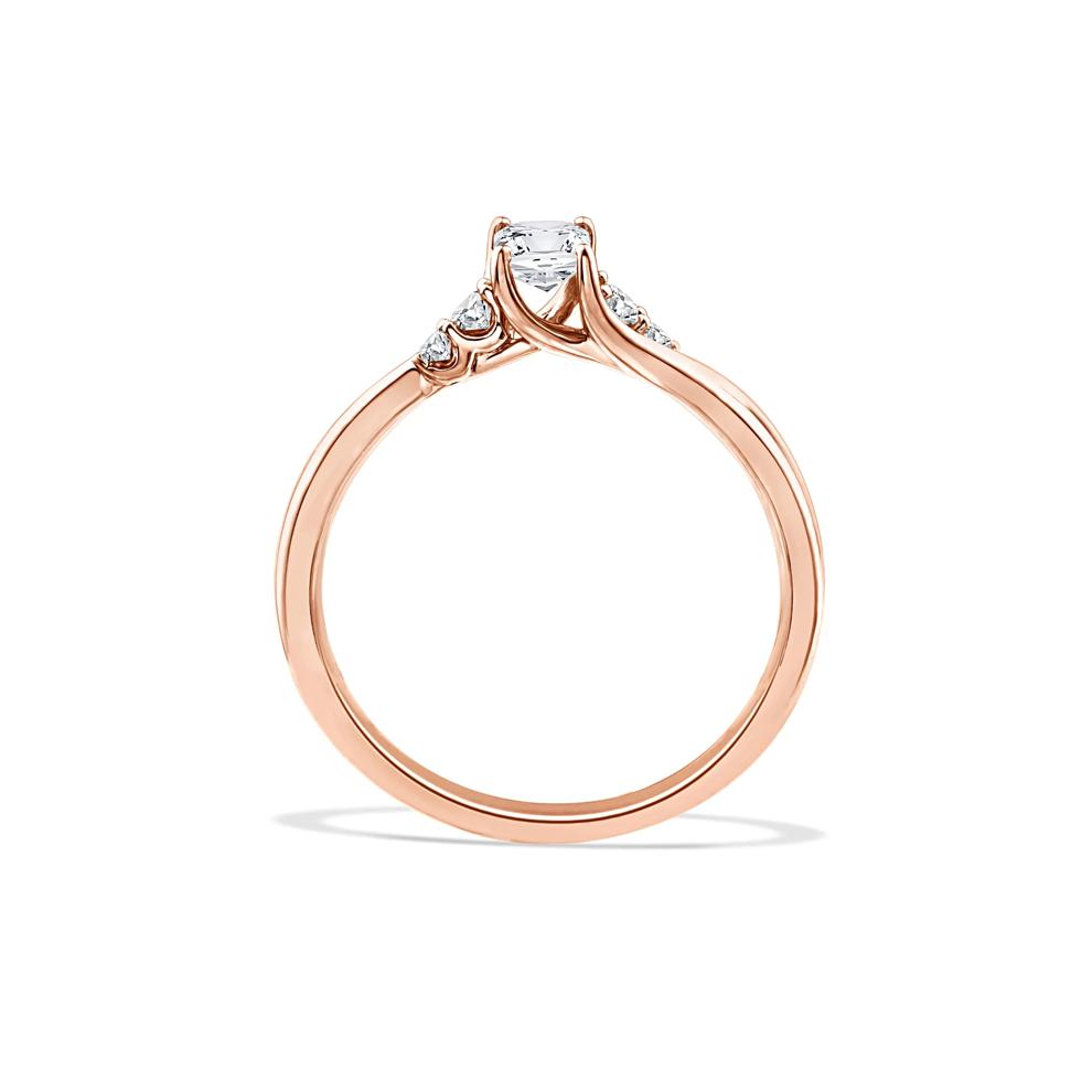 Lab Grown Diamond Radiant Center Twist Shank Promise Ring in 10K Rose Gold (1/2 ct. tw.) – Image 2 of 4
