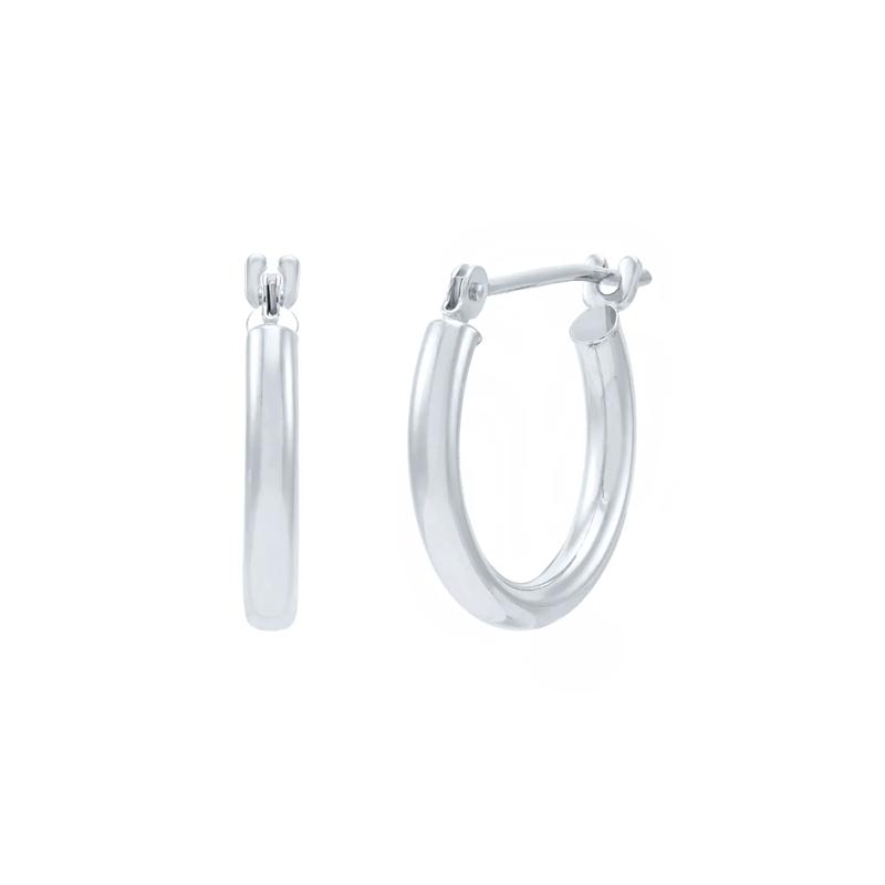 Round Polished Hoop Earrings in 14K White Gold – Image 1 of 2